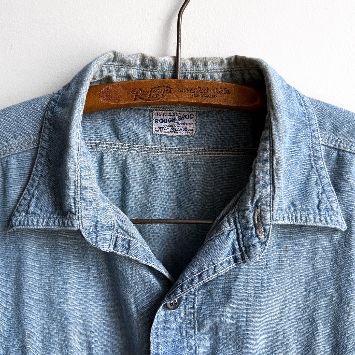 Vintage 1950s Hercules Rough Shod Chambray Work Shirt - Shop ThreadCount Vintage Co.