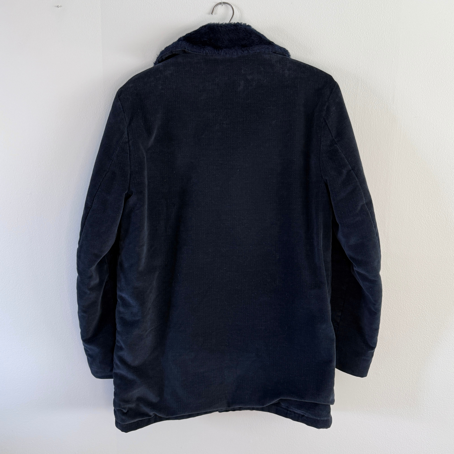 Vintage 1970s Midnight Navy Blue Velour Bush Coat - Shop ThreadCount Vintage Co.