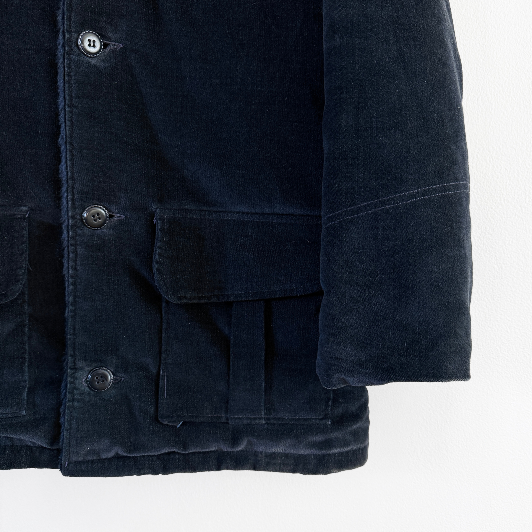 1970s Midnight Navy Blue Velour Bush Coat  - Shop ThreadCount Vintage Co.