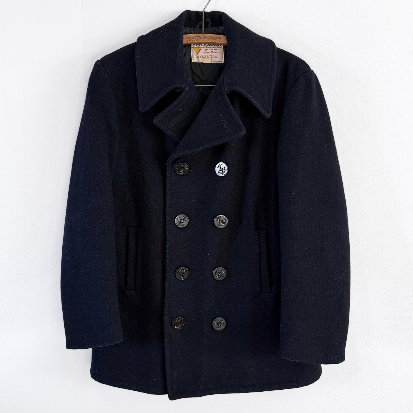 Vintage 1960s U.S. Navy Double Breasted Wool Peacoat - Shop ThreadCount Vintage Co.