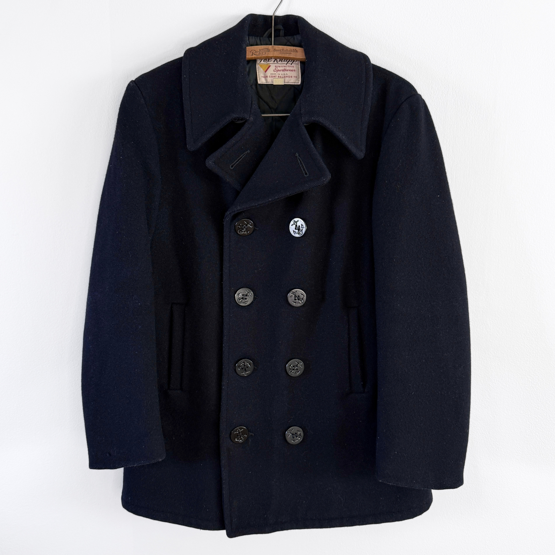 1960s U.S. Navy Double Breasted Wool Peacoat  - Shop ThreadCount Vintage Co.
