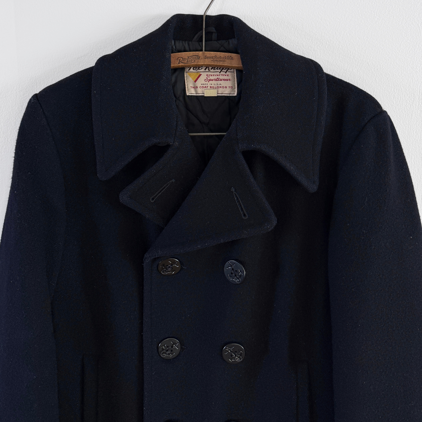 Vintage 1960s U.S. Navy Double Breasted Wool Peacoat - Shop ThreadCount Vintage Co.
