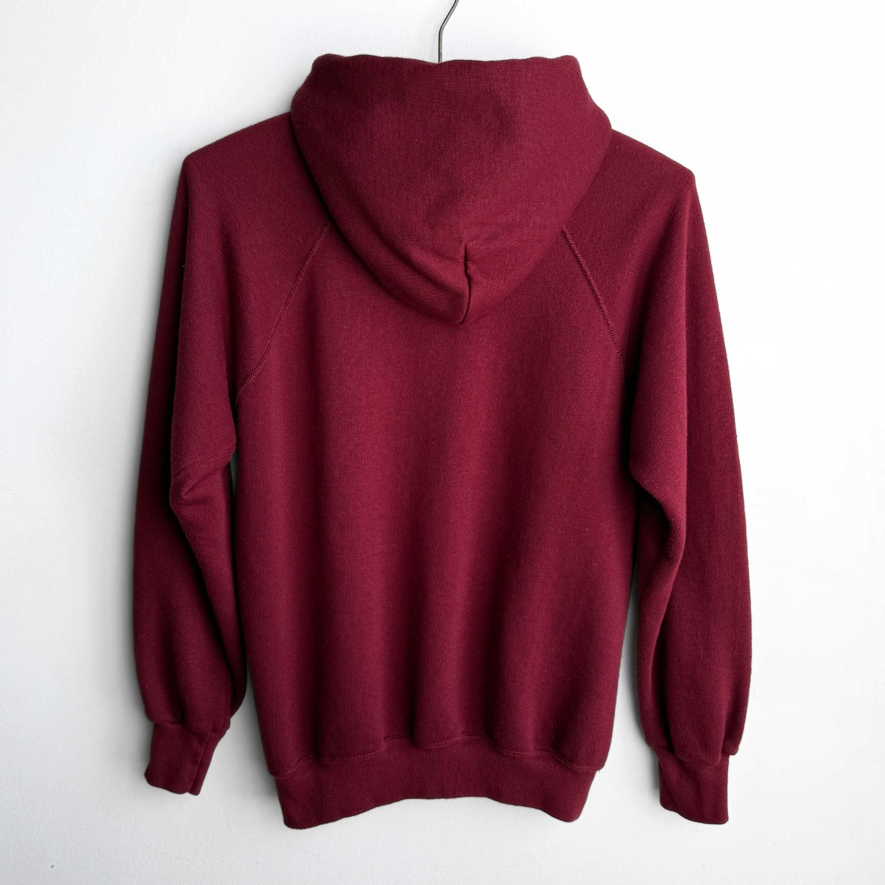 1970s Burgundy Red Blank Raglan Hoodie  - Shop ThreadCount Vintage Co.
