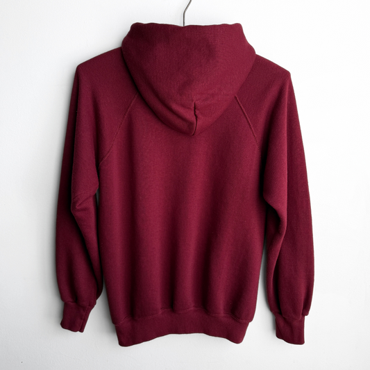 1970s Burgundy Red Blank Raglan Hoodie  - Shop ThreadCount Vintage Co.