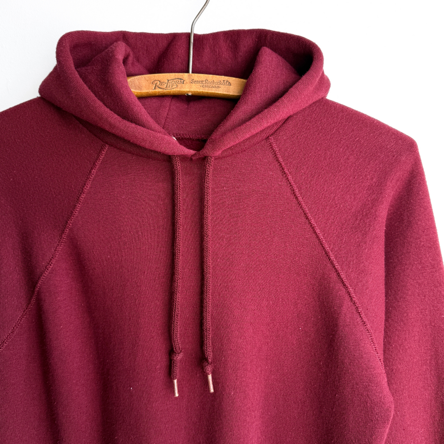 Vintage 1970s Burgundy Red Blank Raglan Hoodie - Shop ThreadCount Vintage Co.