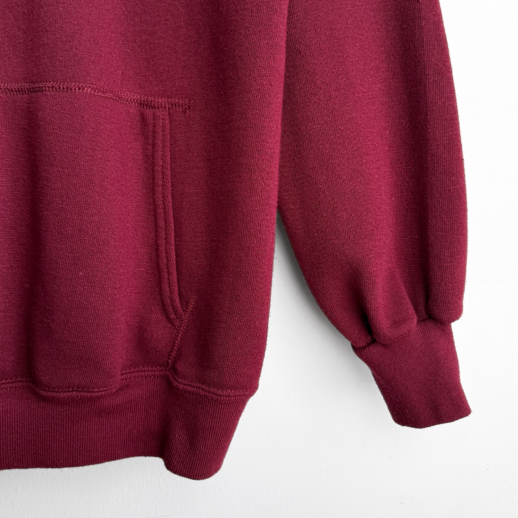 1970s Burgundy Red Blank Raglan Hoodie  - Shop ThreadCount Vintage Co.
