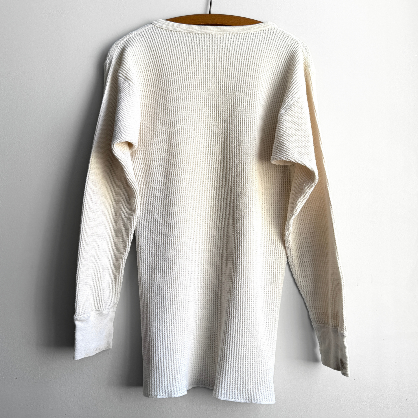 Vintage 1980s White Waffle Knit Thermal Long Sleeve - Shop ThreadCount Vintage Co.