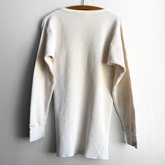 1980s White Waffle Knit Thermal Long Sleeve  - Shop ThreadCount Vintage Co.