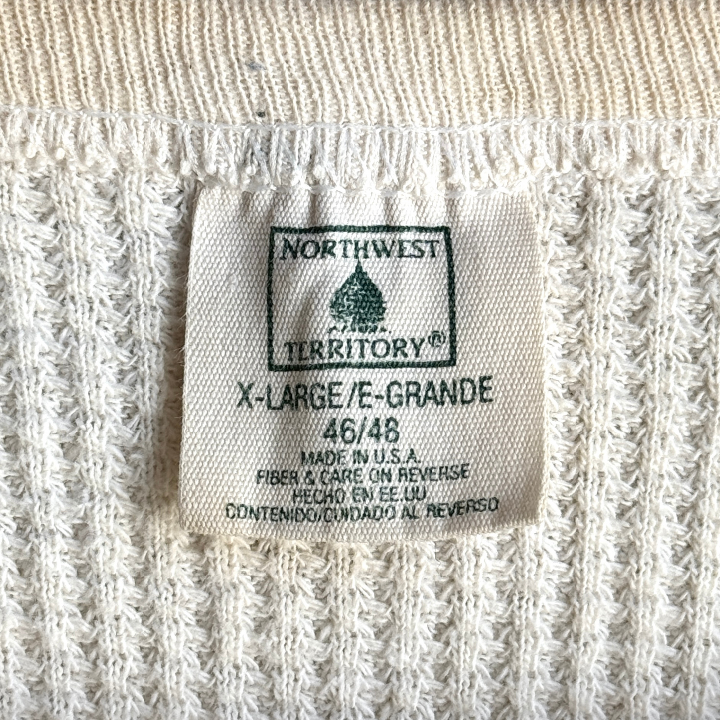 Vintage 1980s White Waffle Knit Thermal Long Sleeve - Shop ThreadCount Vintage Co.