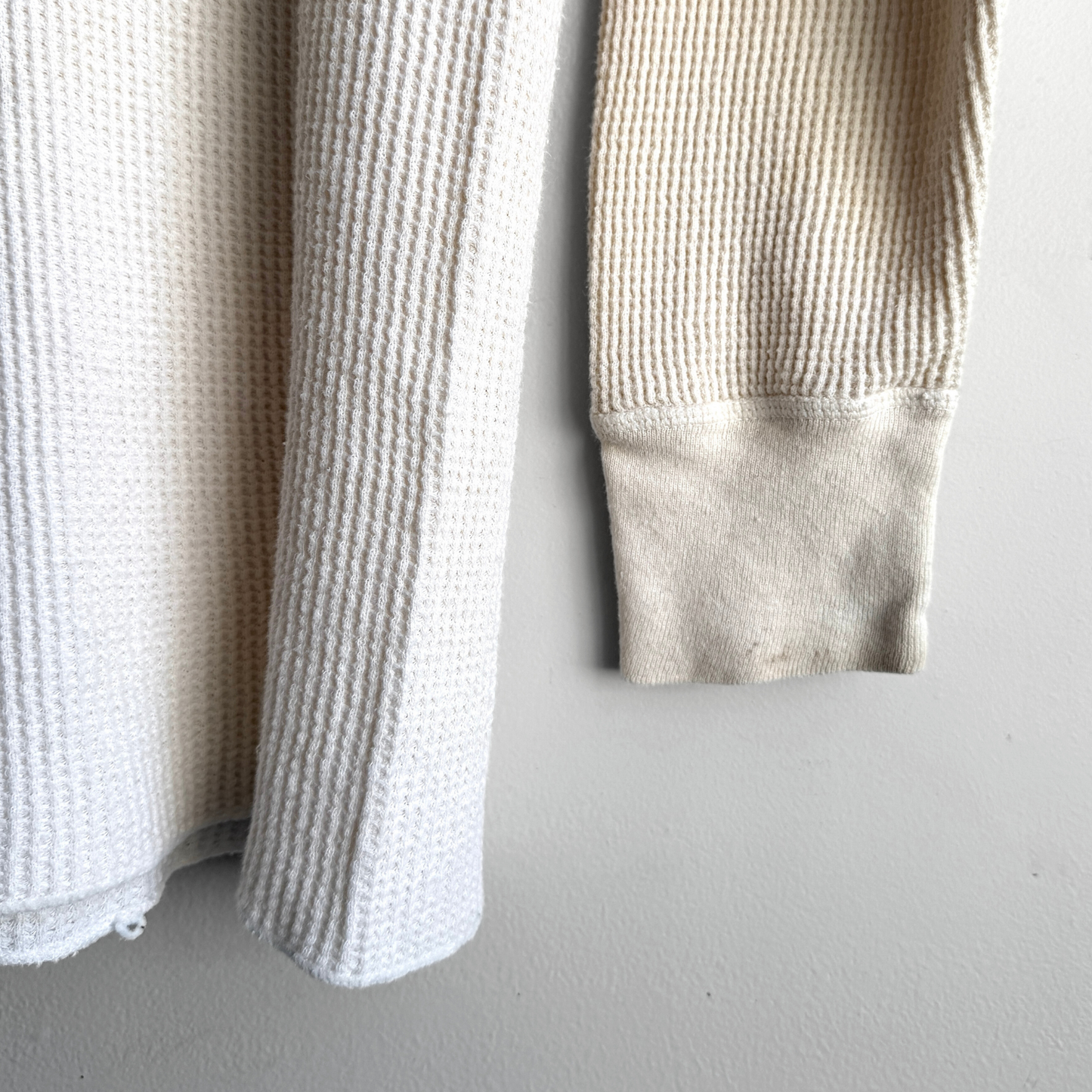 Vintage 1980s White Waffle Knit Thermal Long Sleeve - Shop ThreadCount Vintage Co.