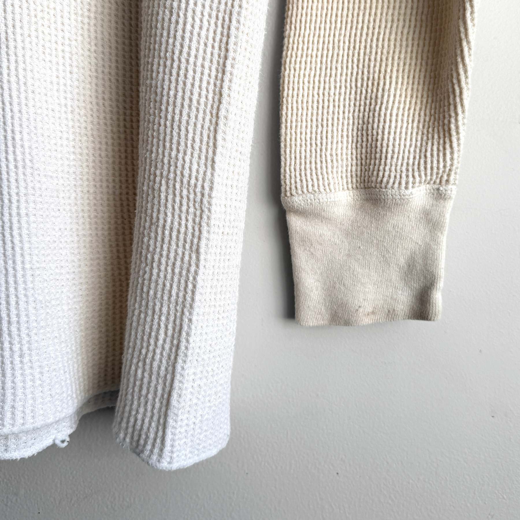 1980s White Waffle Knit Thermal Long Sleeve  - Shop ThreadCount Vintage Co.