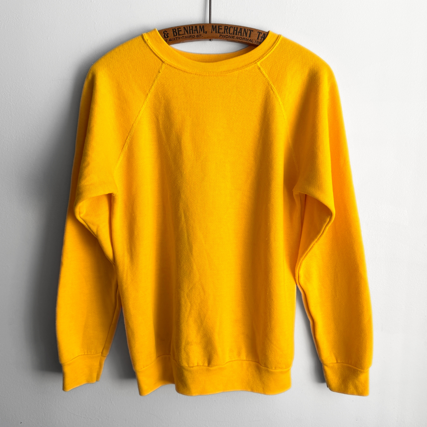 Vintage 1980s Yellow Blank Raglan Crewneck Sweatshirt - Shop ThreadCount Vintage Co.