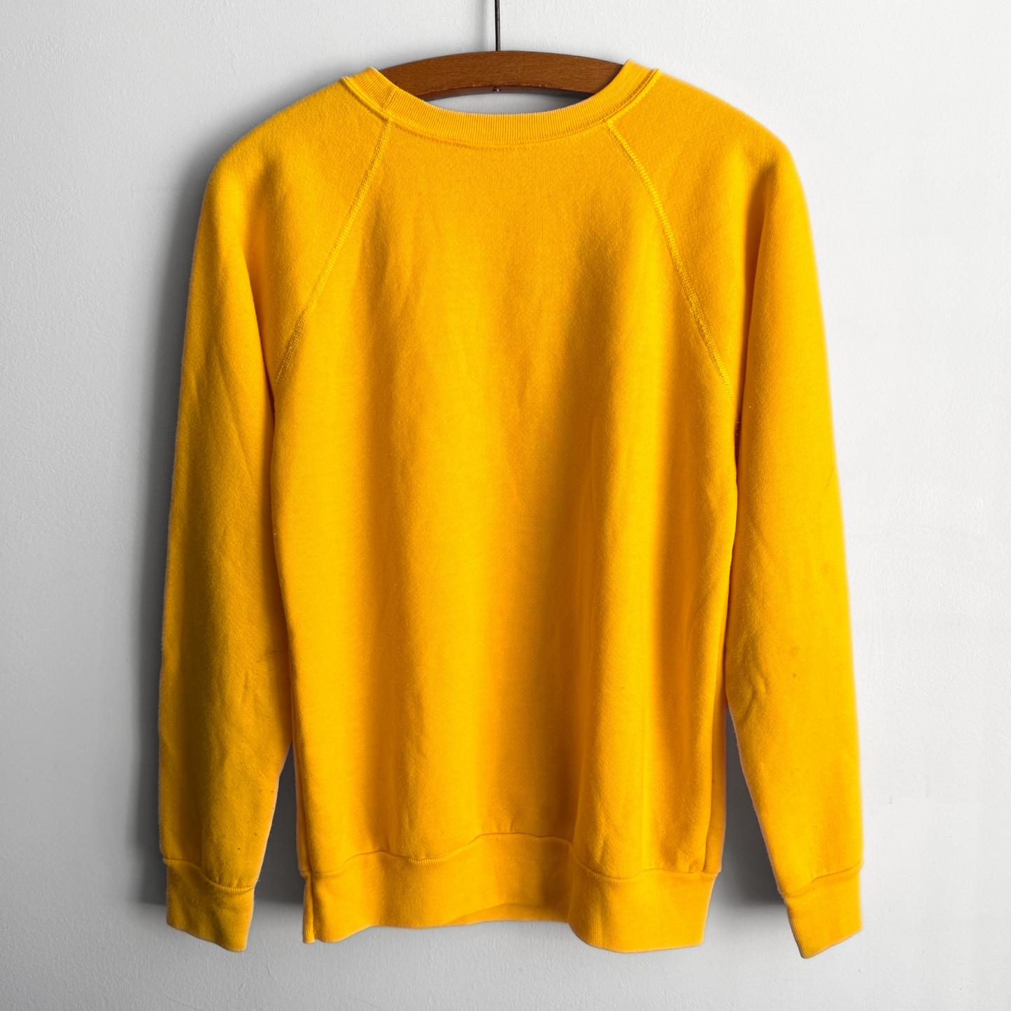 Vintage 1980s Yellow Blank Raglan Crewneck Sweatshirt - Shop ThreadCount Vintage Co.