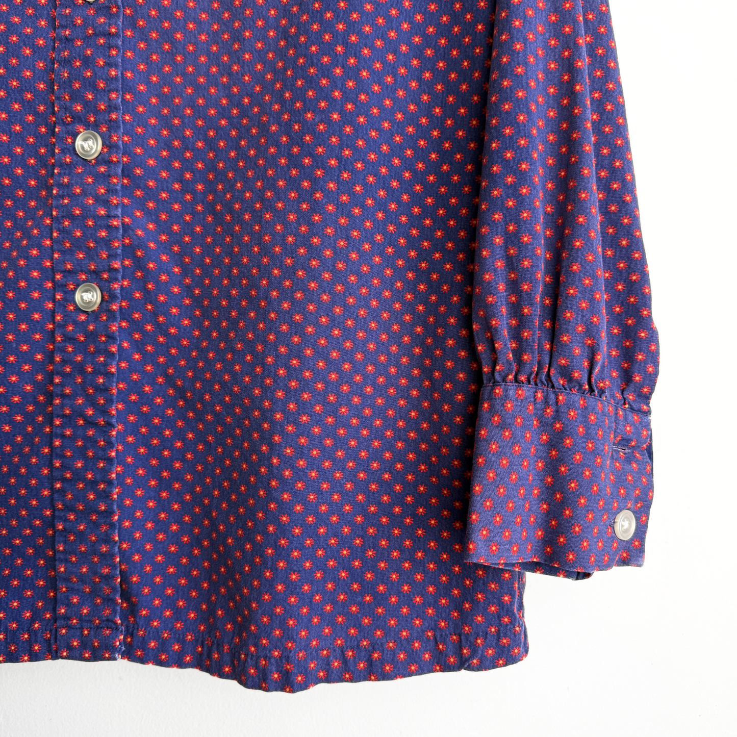 Vintage 1960s Floral Print Dagger Collar Button Up Shirt - Shop ThreadCount Vintage Co.