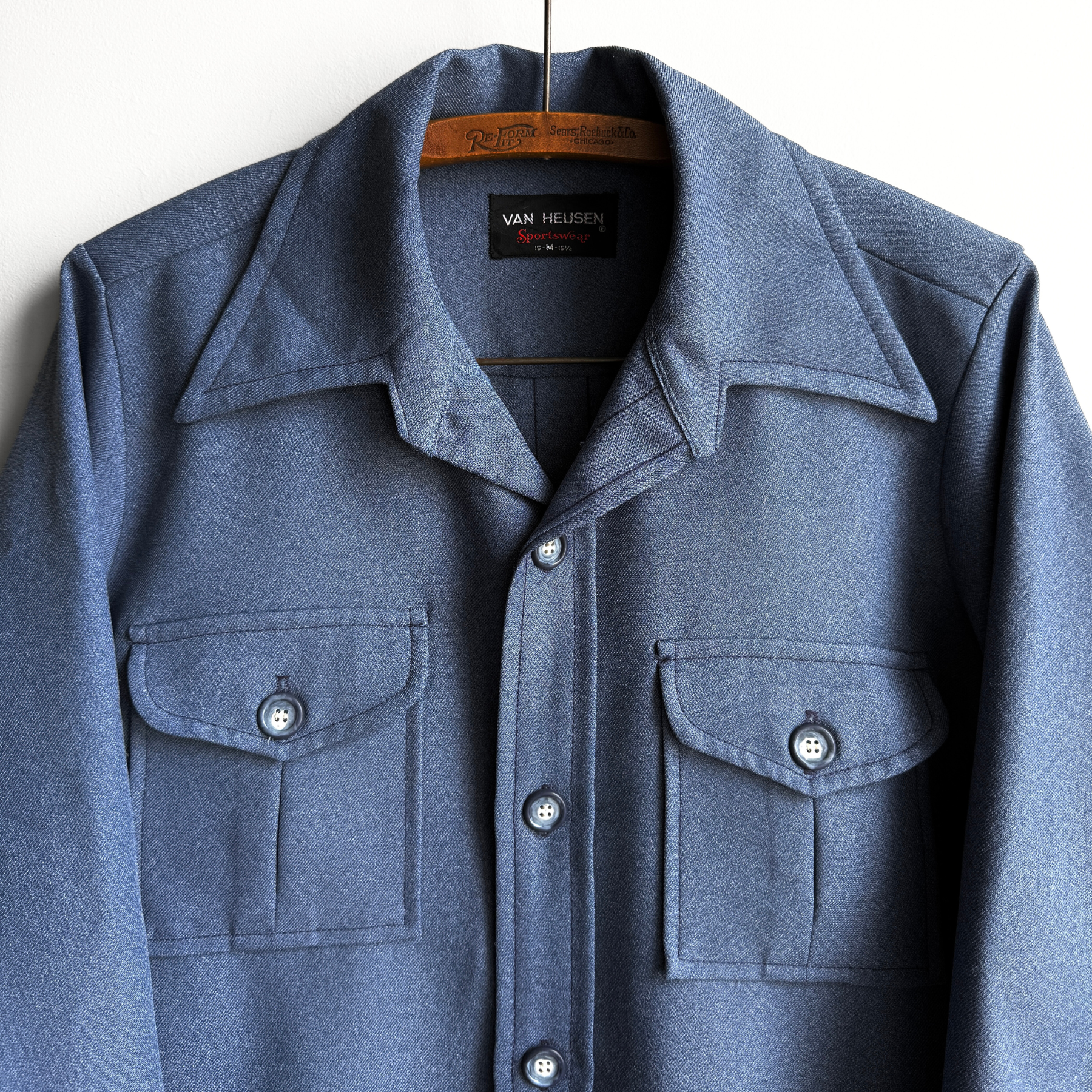 1970s Dark Blue Leisure Suit Jacket  - Shop ThreadCount Vintage Co.