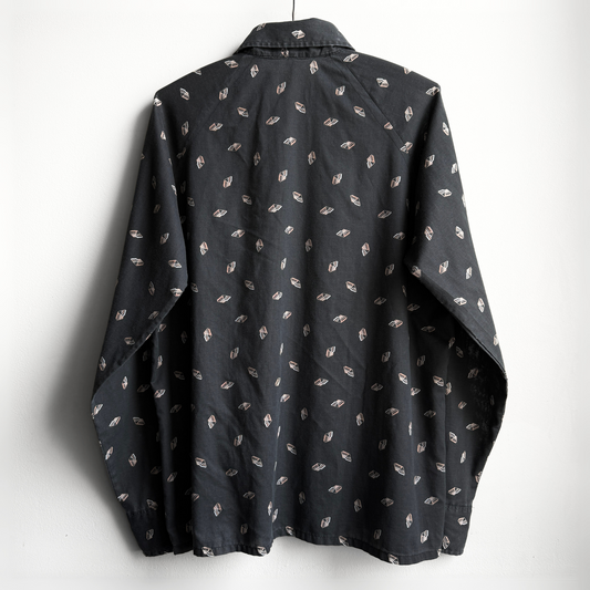 1960s Black Geometric Print Button Up Shirt  - Shop ThreadCount Vintage Co.