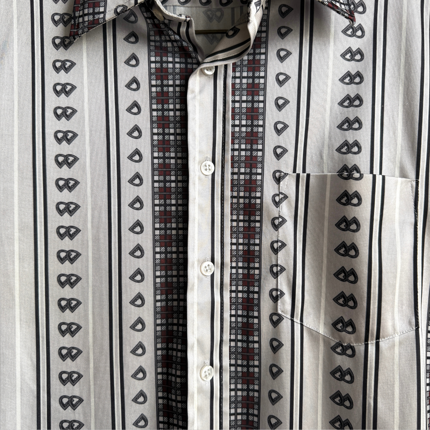 Vintage 1970s Striped Geometric Pattern Disco Shirt - Shop ThreadCount Vintage Co.