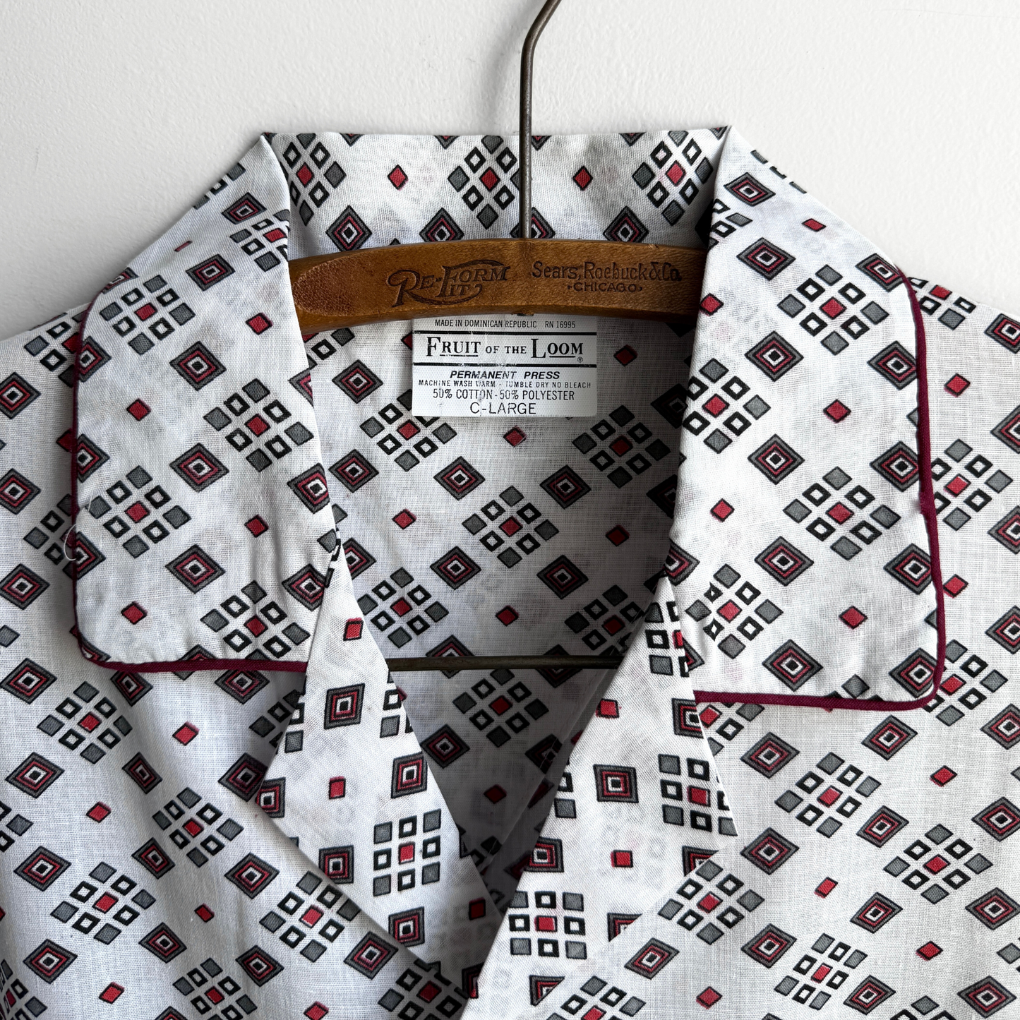 Vintage 1970s Geometric Print Button Up Pajama Shirt - Shop ThreadCount Vintage Co.