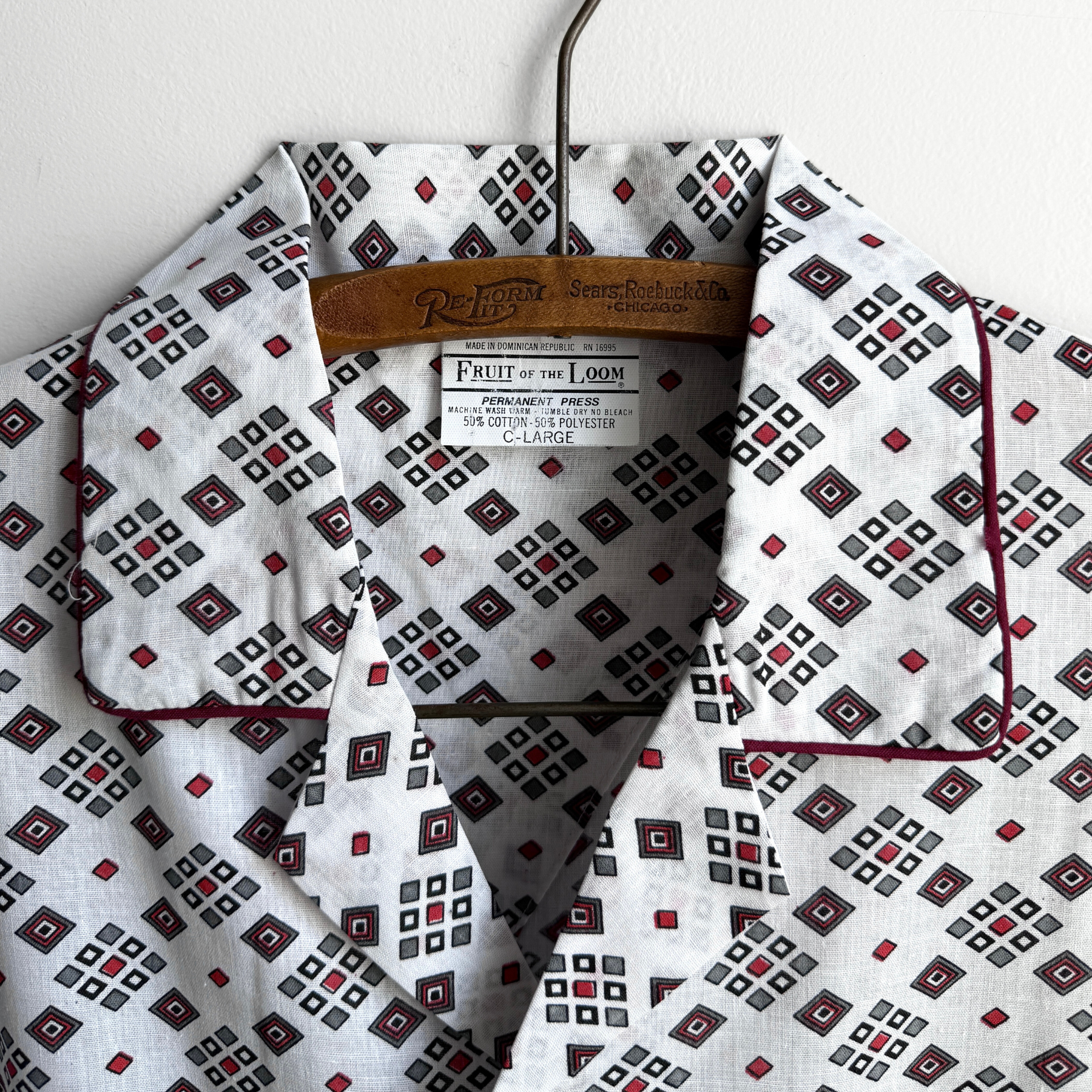 1970s Geometric Print Button Up Pajama Shirt  - Shop ThreadCount Vintage Co.