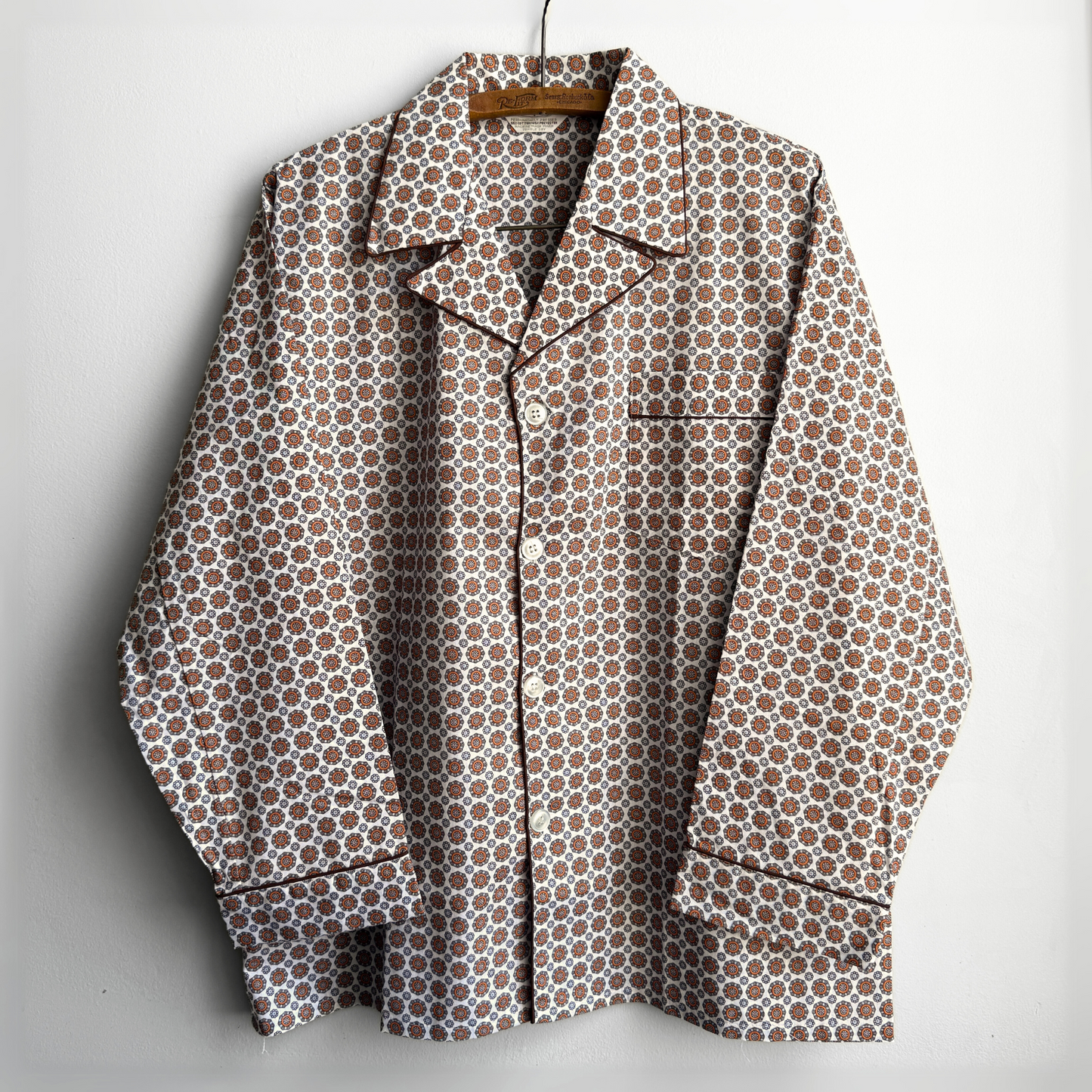 Vintage 1970s Geometric Print Button Up Pajama Shirt - Shop ThreadCount Vintage Co.