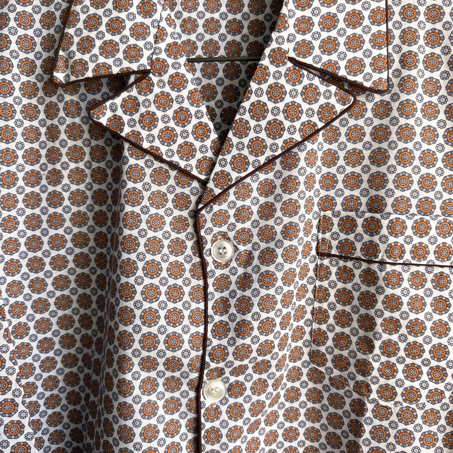 Vintage 1970s Geometric Print Button Up Pajama Shirt - Shop ThreadCount Vintage Co.
