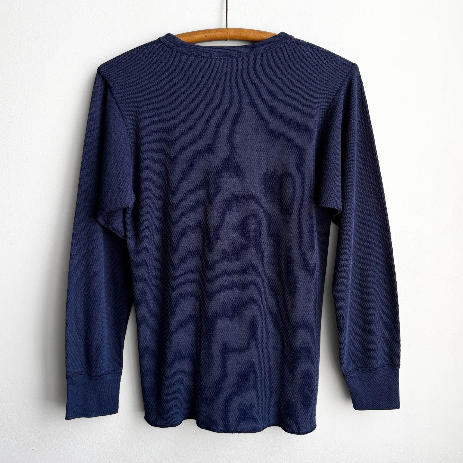 1980s Navy Blue Waffle Knit Thermal Long Sleeve  - Shop ThreadCount Vintage Co.