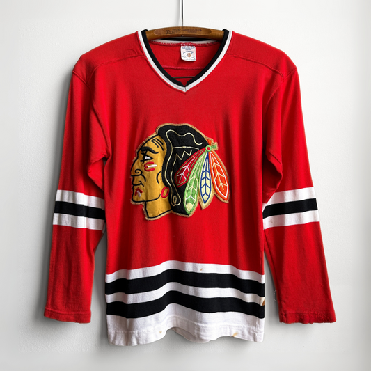 1970s Chicago Blackhawks Distressed Hockey Jersey  - Shop ThreadCount Vintage Co.