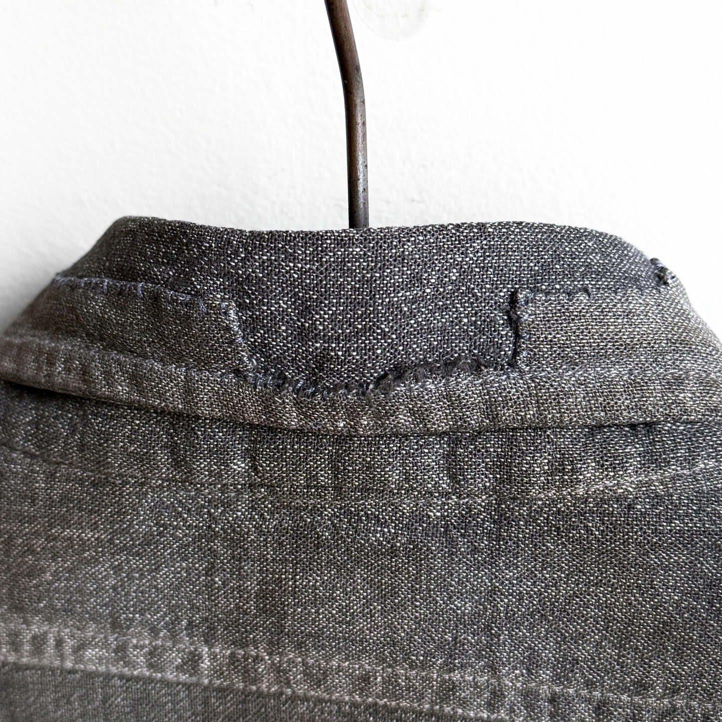 Vintage 1940s Red Ram Salt & Pepper Chambray Cotton Repaired Work Shirt - Shop ThreadCount Vintage Co.