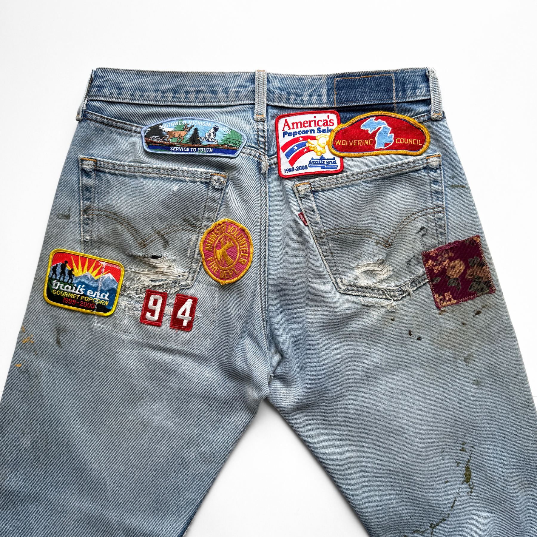 1990s Levi's 501XX Custom Patchwork Denim Jeans  - Shop ThreadCount Vintage Co.