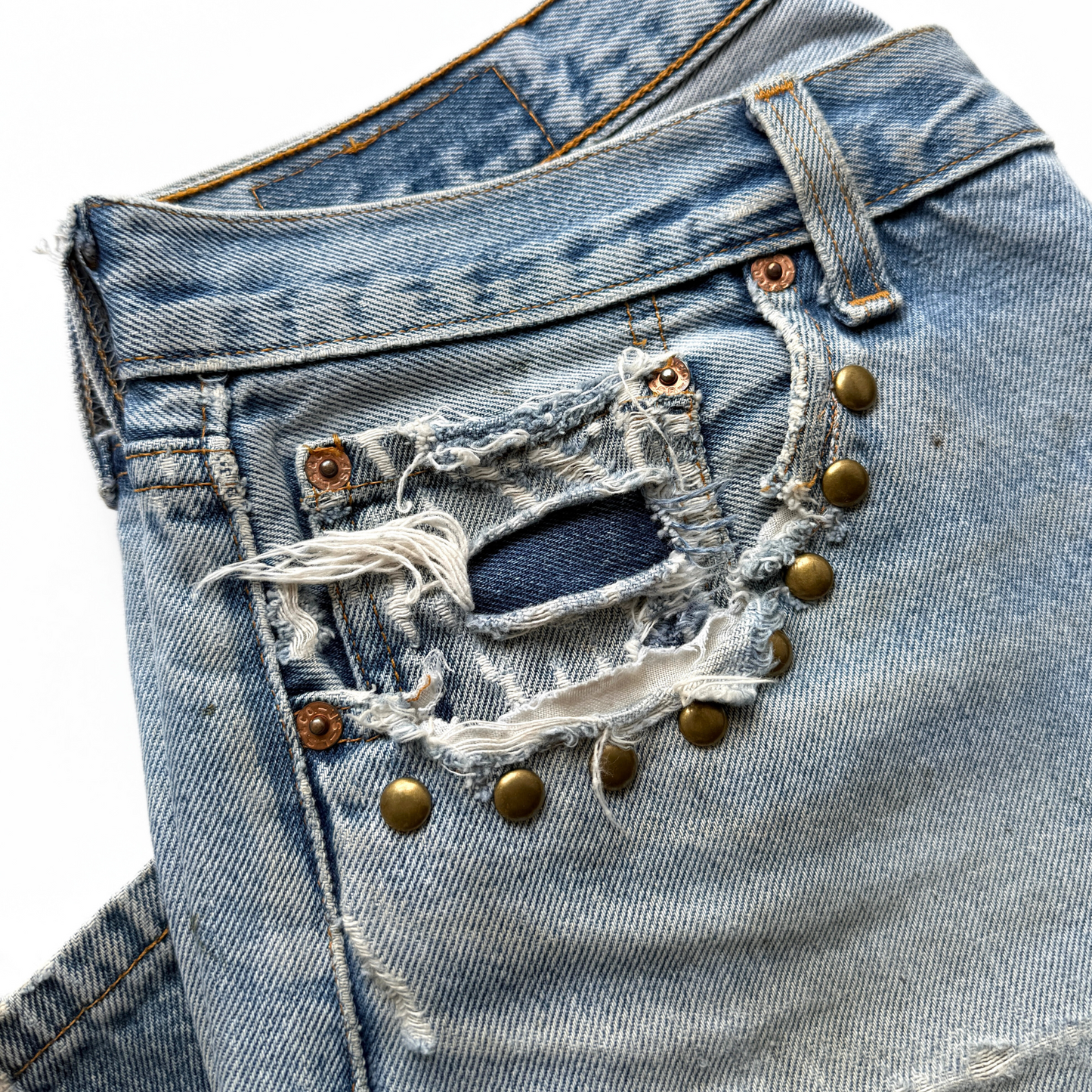 1990s Levi's 501XX Custom Patchwork Denim Jeans  - Shop ThreadCount Vintage Co.