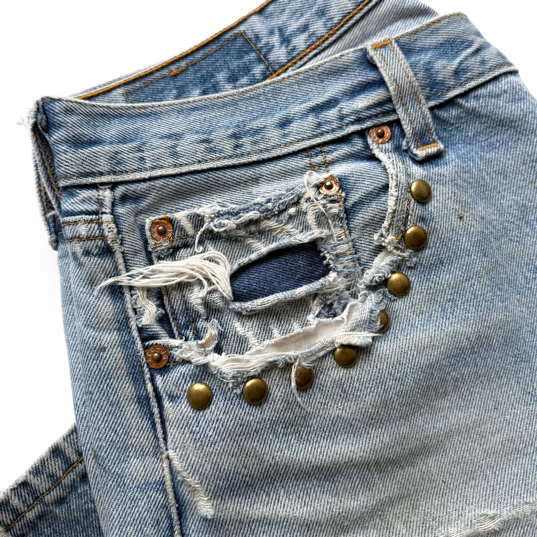 1990s Levi's 501XX Custom Patchwork Denim Jeans  - Shop ThreadCount Vintage Co.