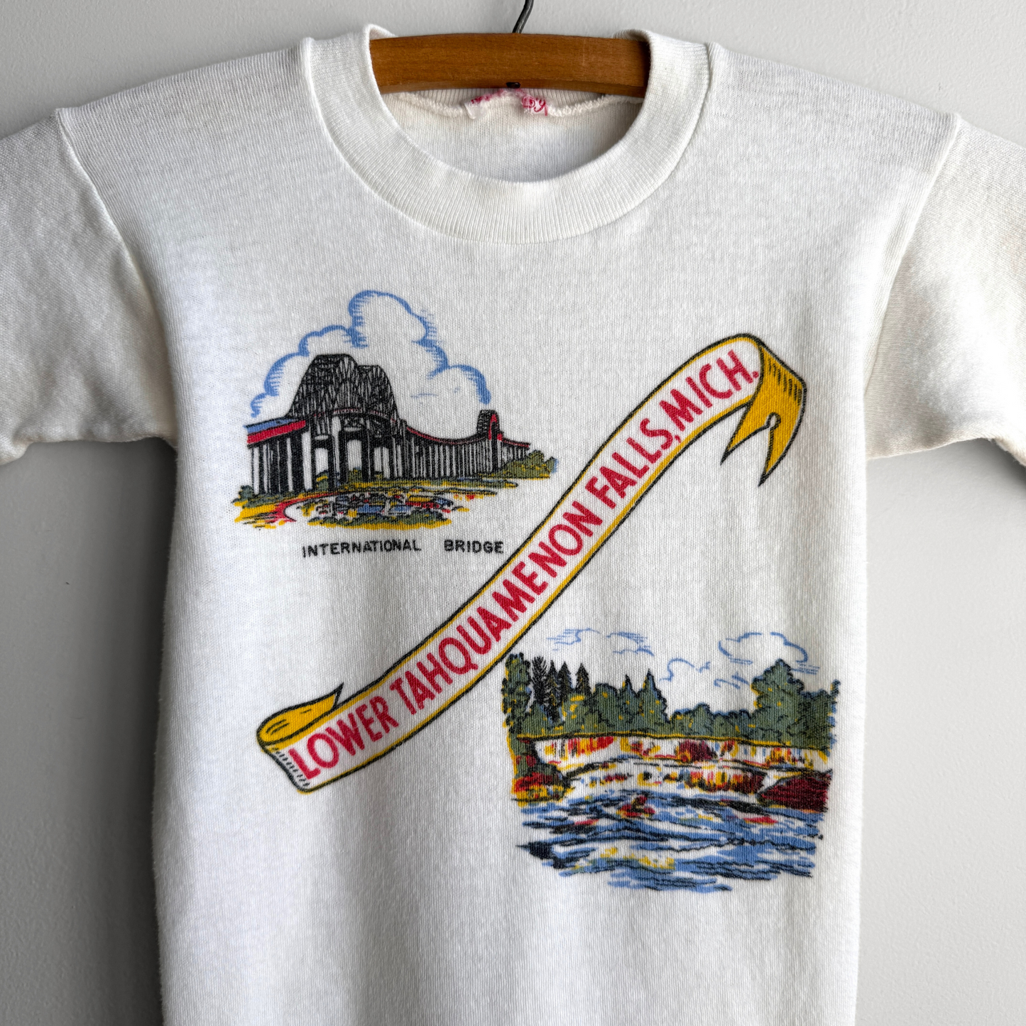 Vintage 1960s Lower Tahquamenon Falls Michigan Graphic Baby Tee - Shop ThreadCount Vintage Co.