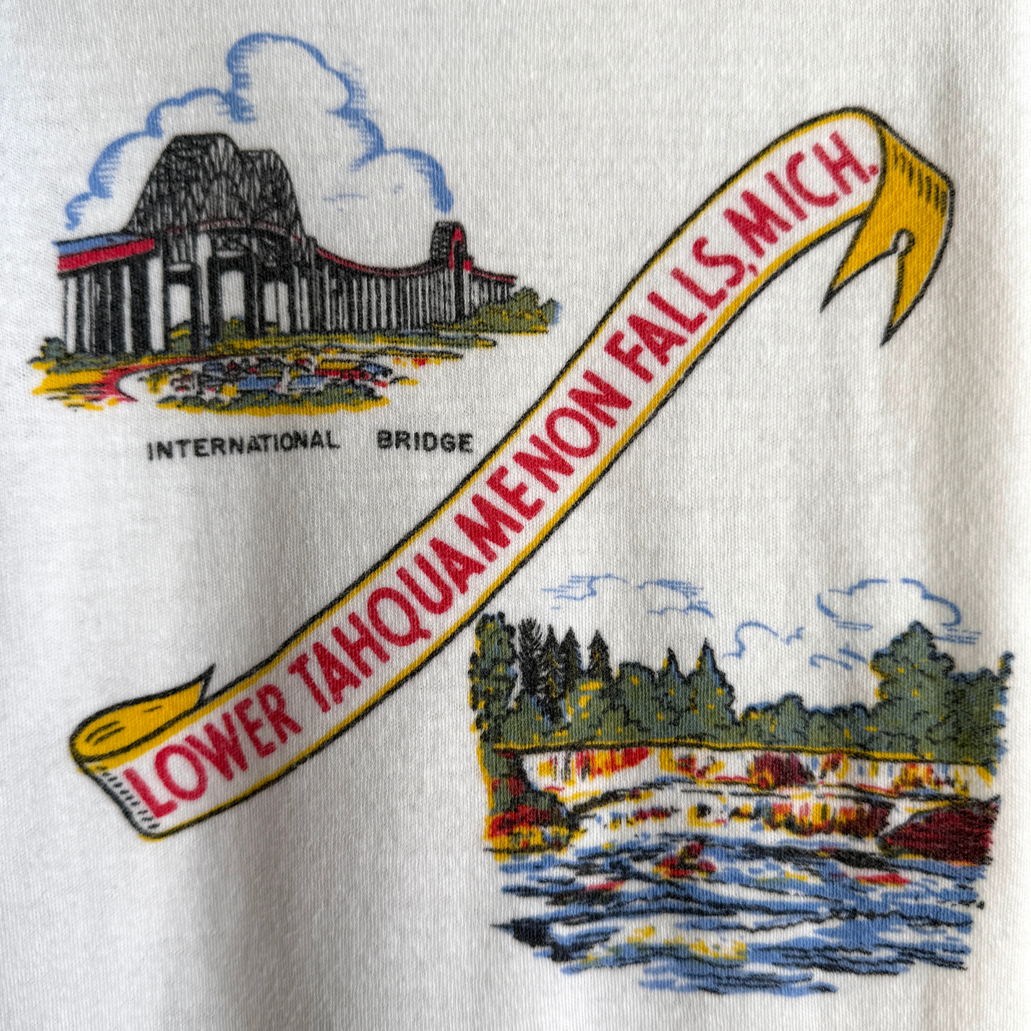 Vintage 1960s Lower Tahquamenon Falls Michigan Graphic Baby Tee - Shop ThreadCount Vintage Co.