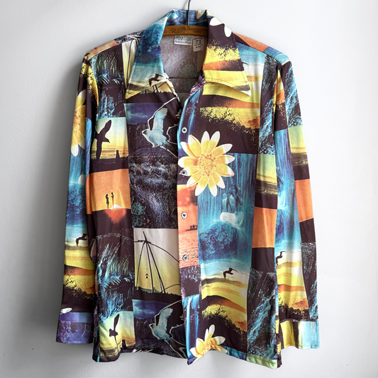 1970s California Photo Print Button Up Shirt  - Shop ThreadCount Vintage Co.