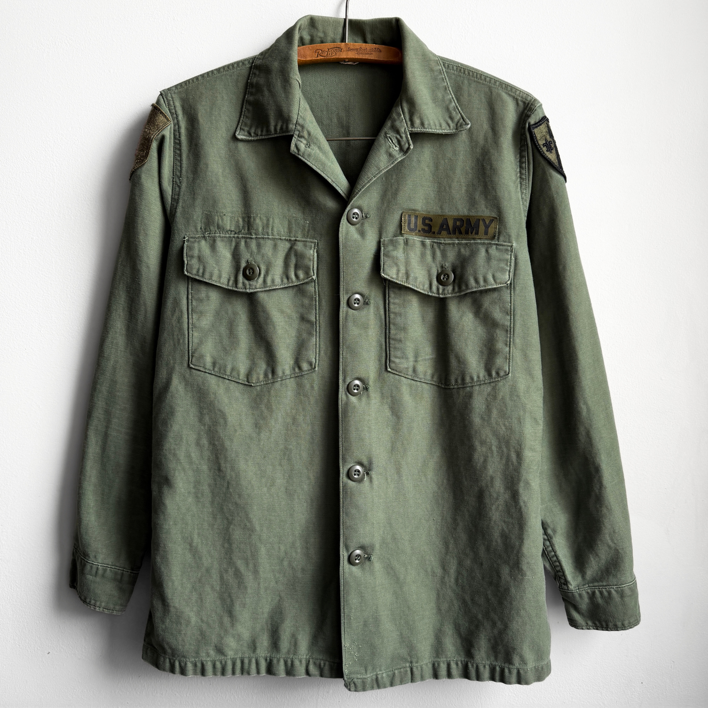 1960s U.S. Army OG 107 Sateen Fatigue Field Shirt  - Shop ThreadCount Vintage Co.