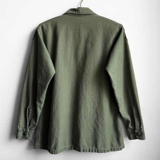 1960s U.S. Army OG 107 Sateen Fatigue Field Shirt  - Shop ThreadCount Vintage Co.