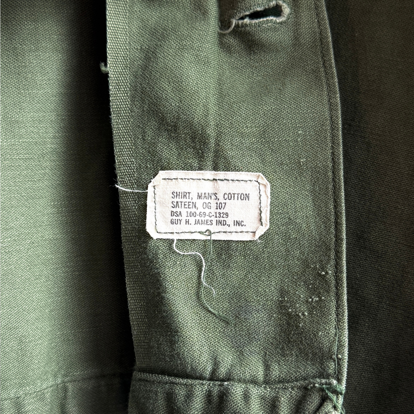 1960s U.S. Army OG 107 Sateen Fatigue Field Shirt  - Shop ThreadCount Vintage Co.