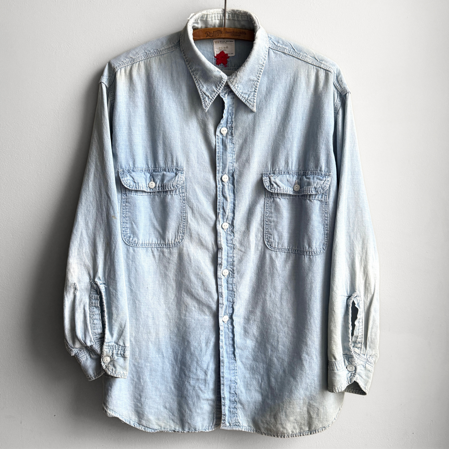 Vintage 1970s Big Mac Chambray Eagle Embroidery Work Shirt - Shop ThreadCount Vintage Co.