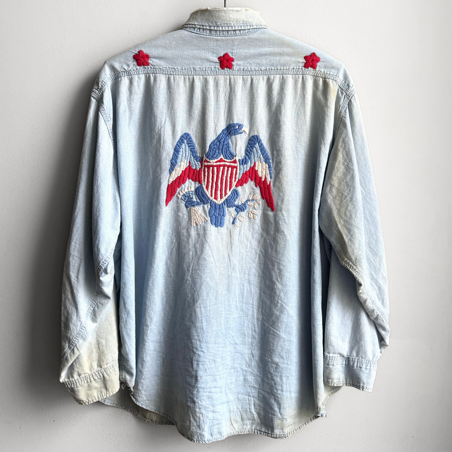 Vintage 1970s Big Mac Chambray Eagle Embroidery Work Shirt - Shop ThreadCount Vintage Co.