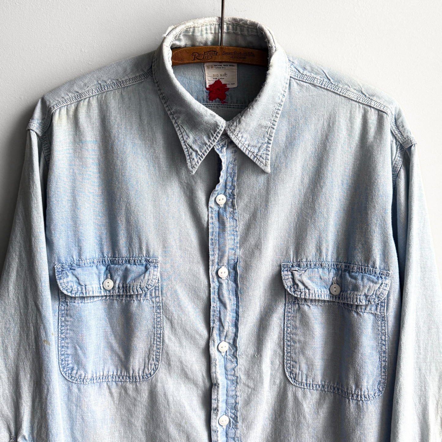 Vintage 1970s Big Mac Chambray Eagle Embroidery Work Shirt - Shop ThreadCount Vintage Co.