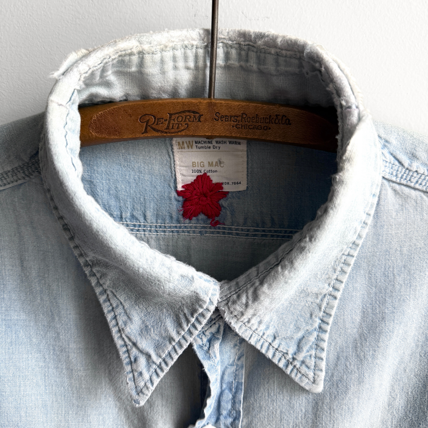 Vintage 1970s Big Mac Chambray Eagle Embroidery Work Shirt - Shop ThreadCount Vintage Co.