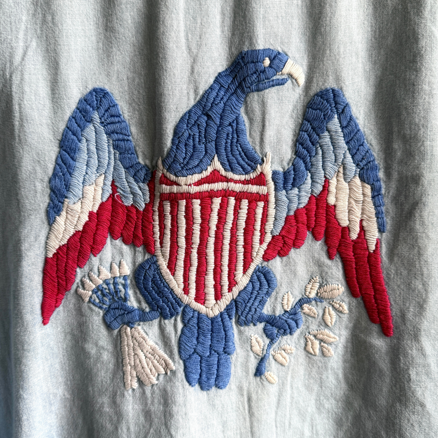 Vintage 1970s Big Mac Chambray Eagle Embroidery Work Shirt - Shop ThreadCount Vintage Co.