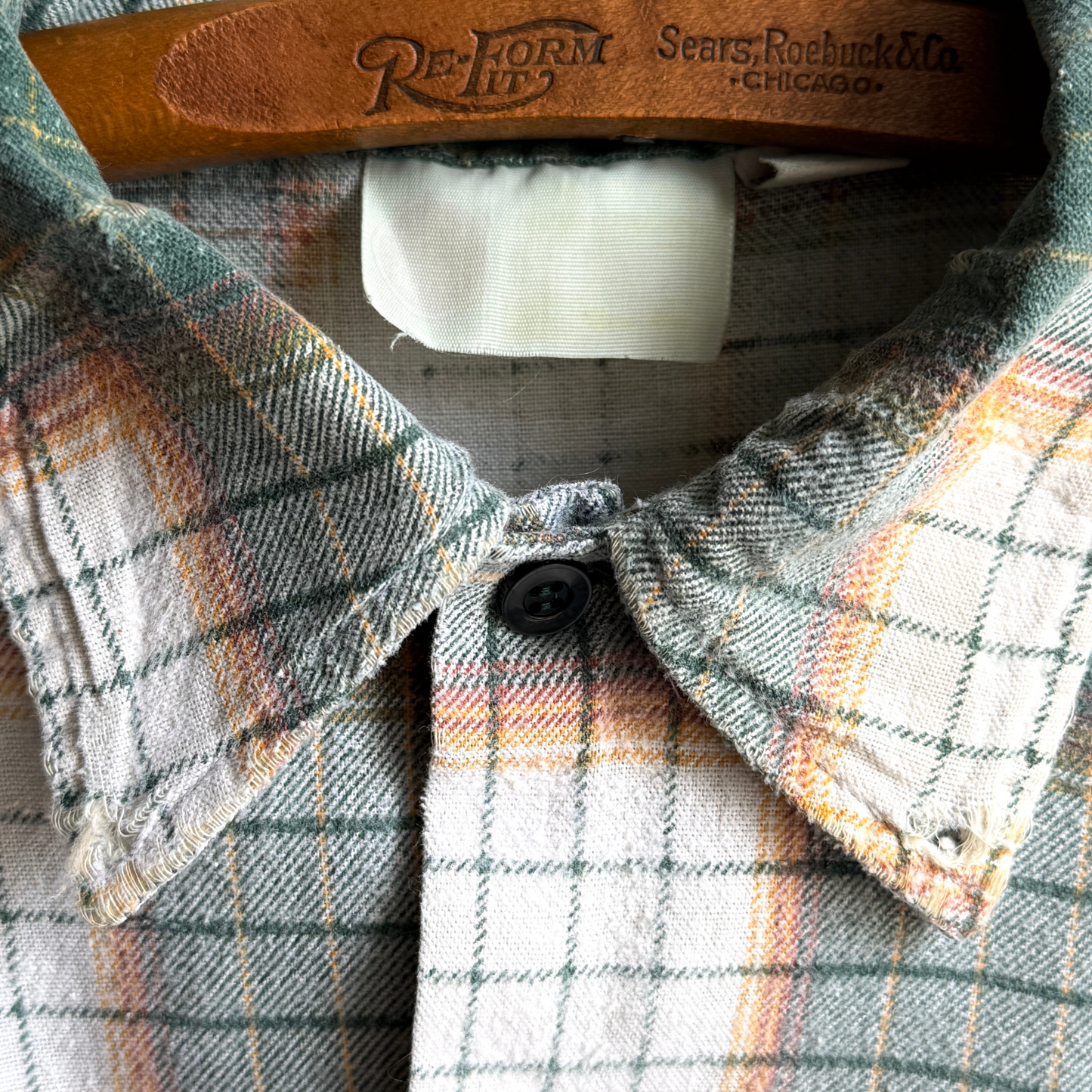 Vintage 1970s Green & White Shadow Plaid Button Up Shirt - Shop ThreadCount Vintage Co.