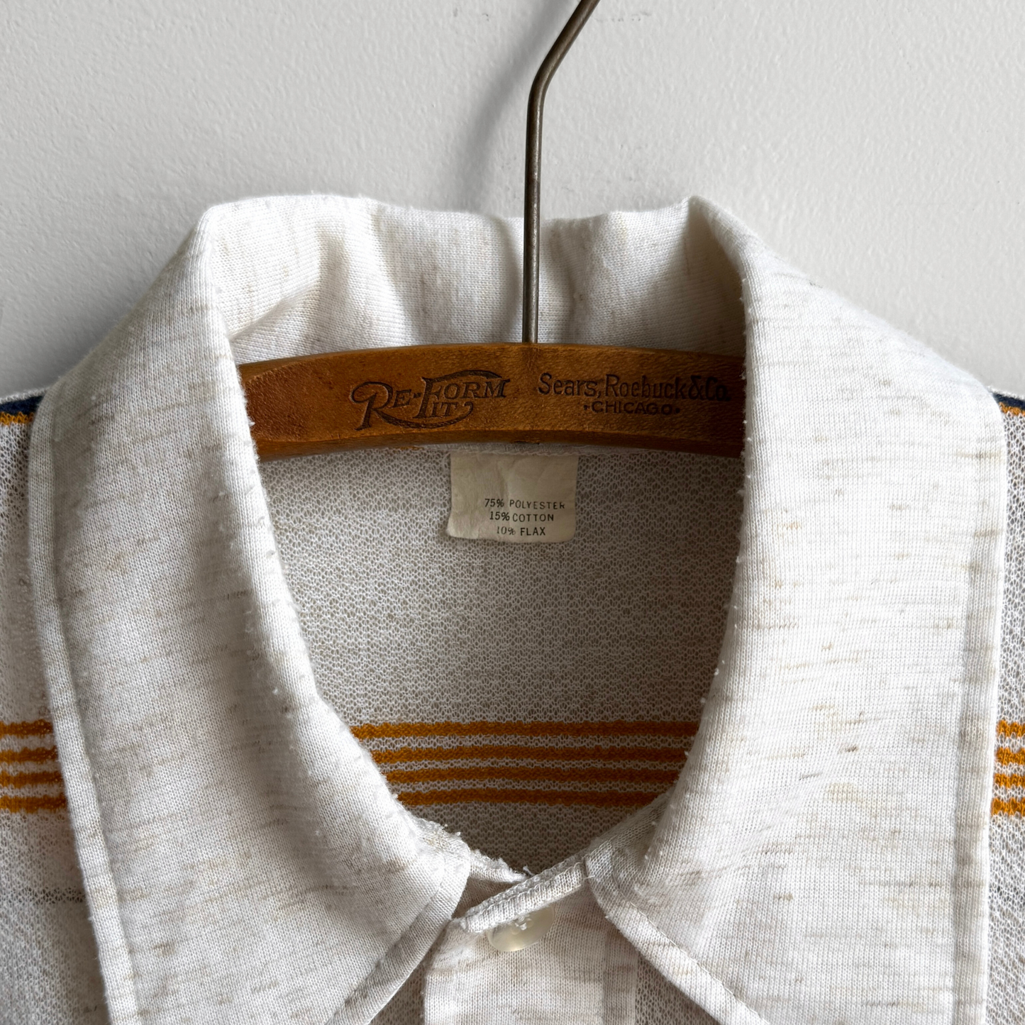 1970s Yellow & Navy Striped Short Sleeve Polo Shirt - Shop ThreadCount Vintage Co.