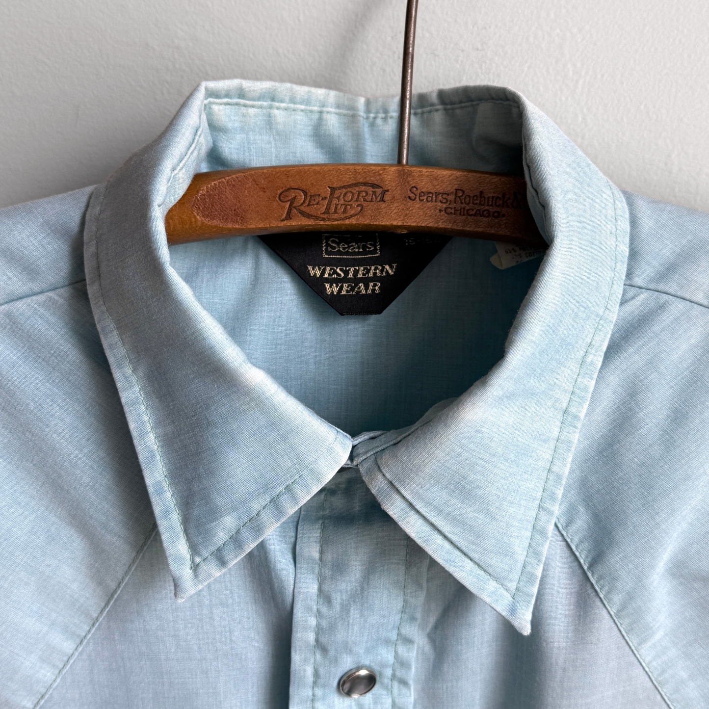 Vintage 1970s Blue Pearl Snap Western Wear Button Up Shirt - Shop ThreadCount Vintage Co.
