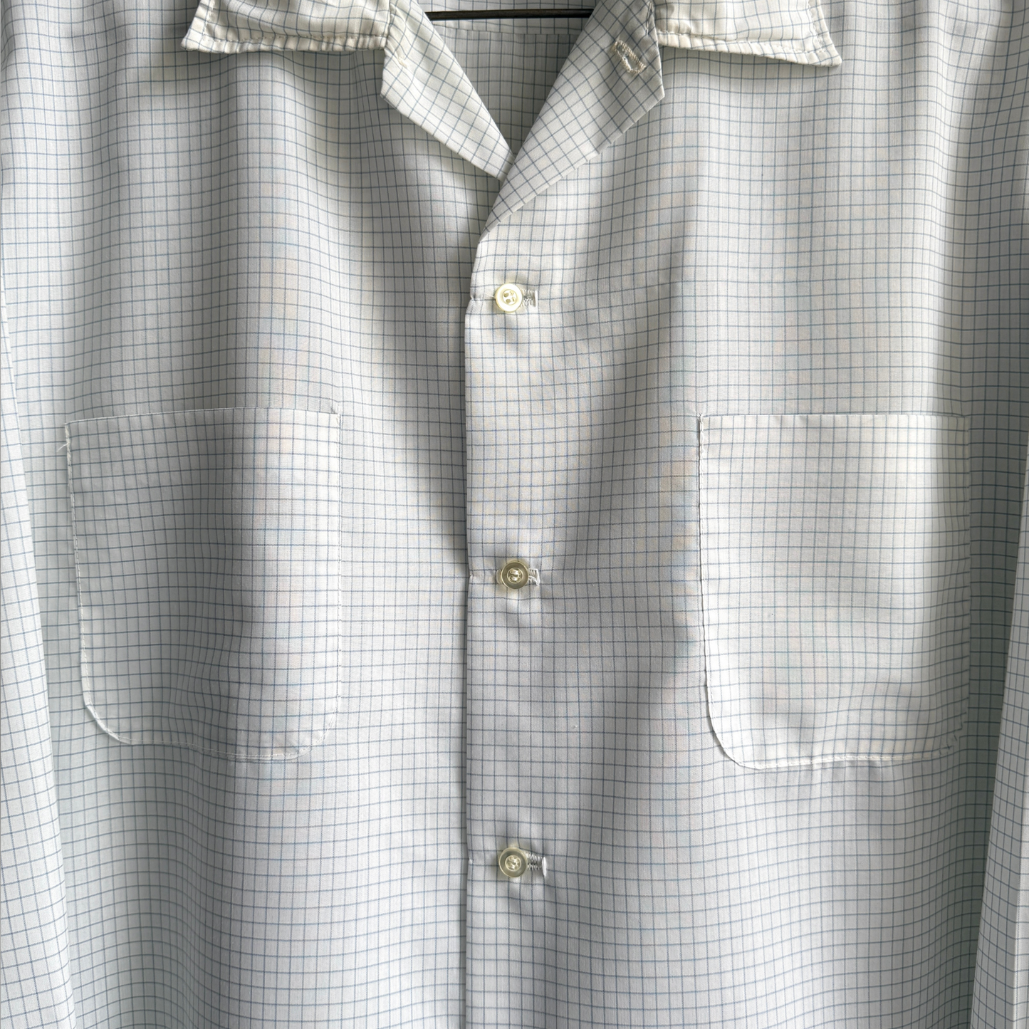 Vintage 1970s White Mini Check Casual Button Up Shirt - Shop ThreadCount Vintage Co.