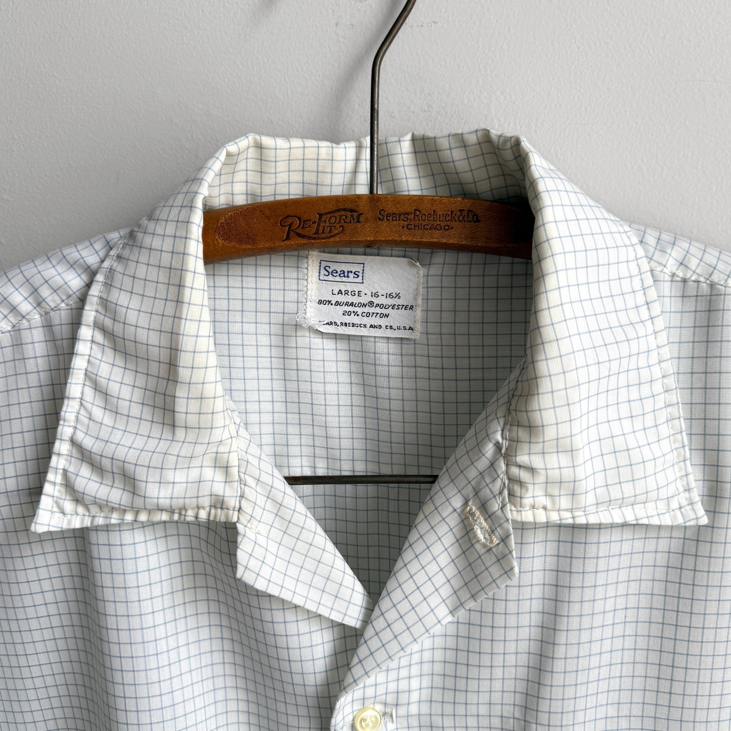 Vintage 1970s White Mini Check Casual Button Up Shirt - Shop ThreadCount Vintage Co.
