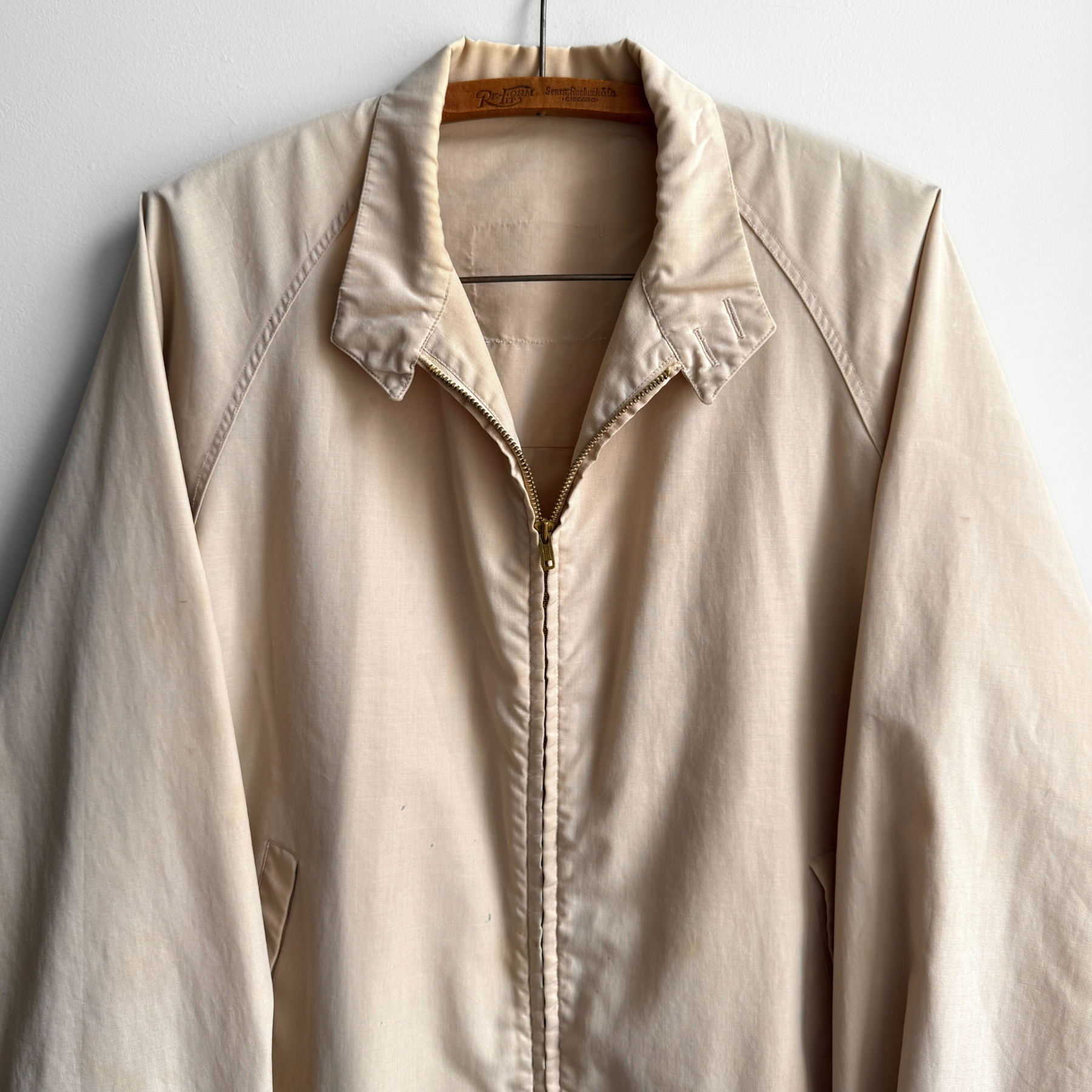1970s Light Cream Calibre Cloth Harrington Jacket  - Shop ThreadCount Vintage Co.