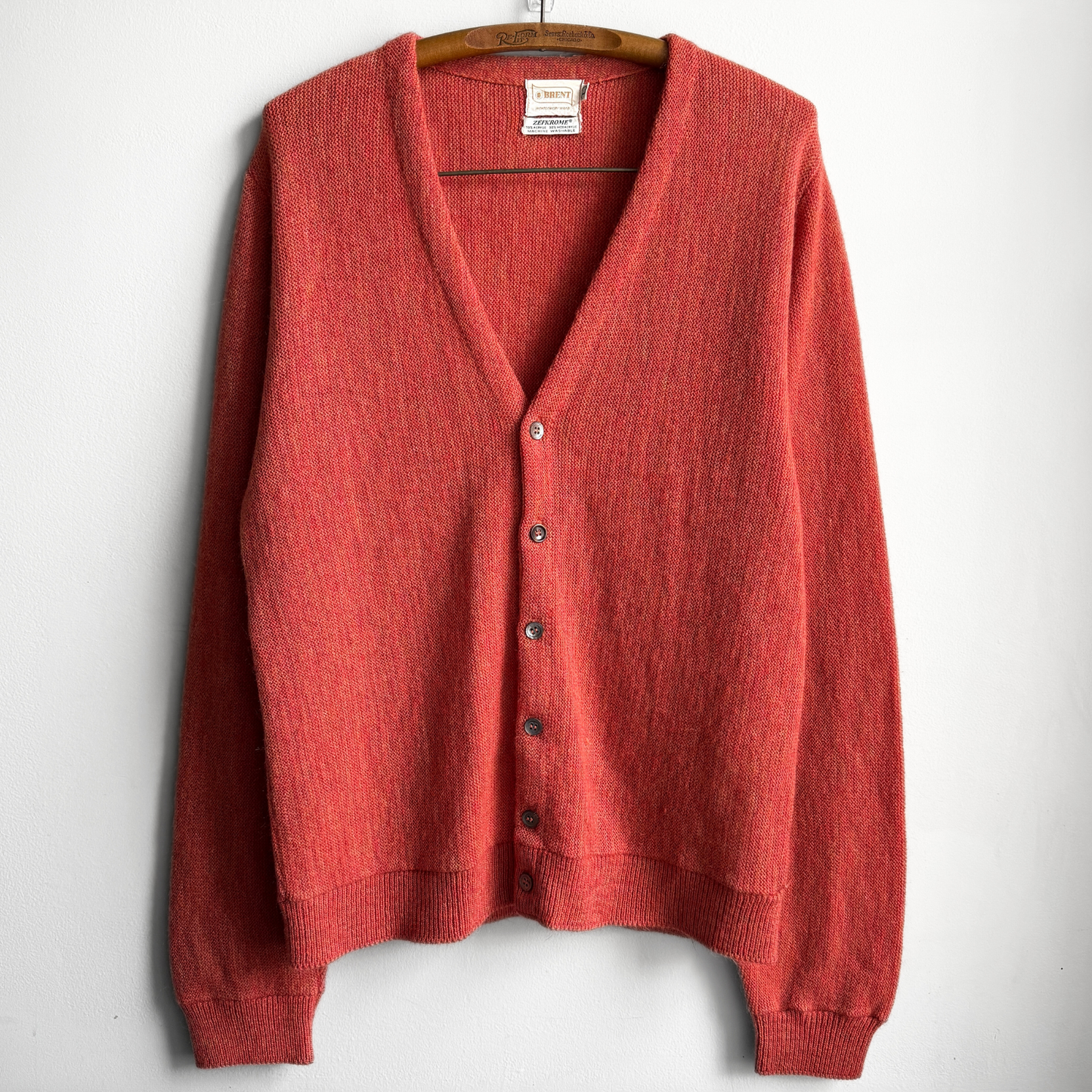 1960s Orange Zefkrome Acrylic Knit Cardigan - Shop ThreadCount Vintage Co.