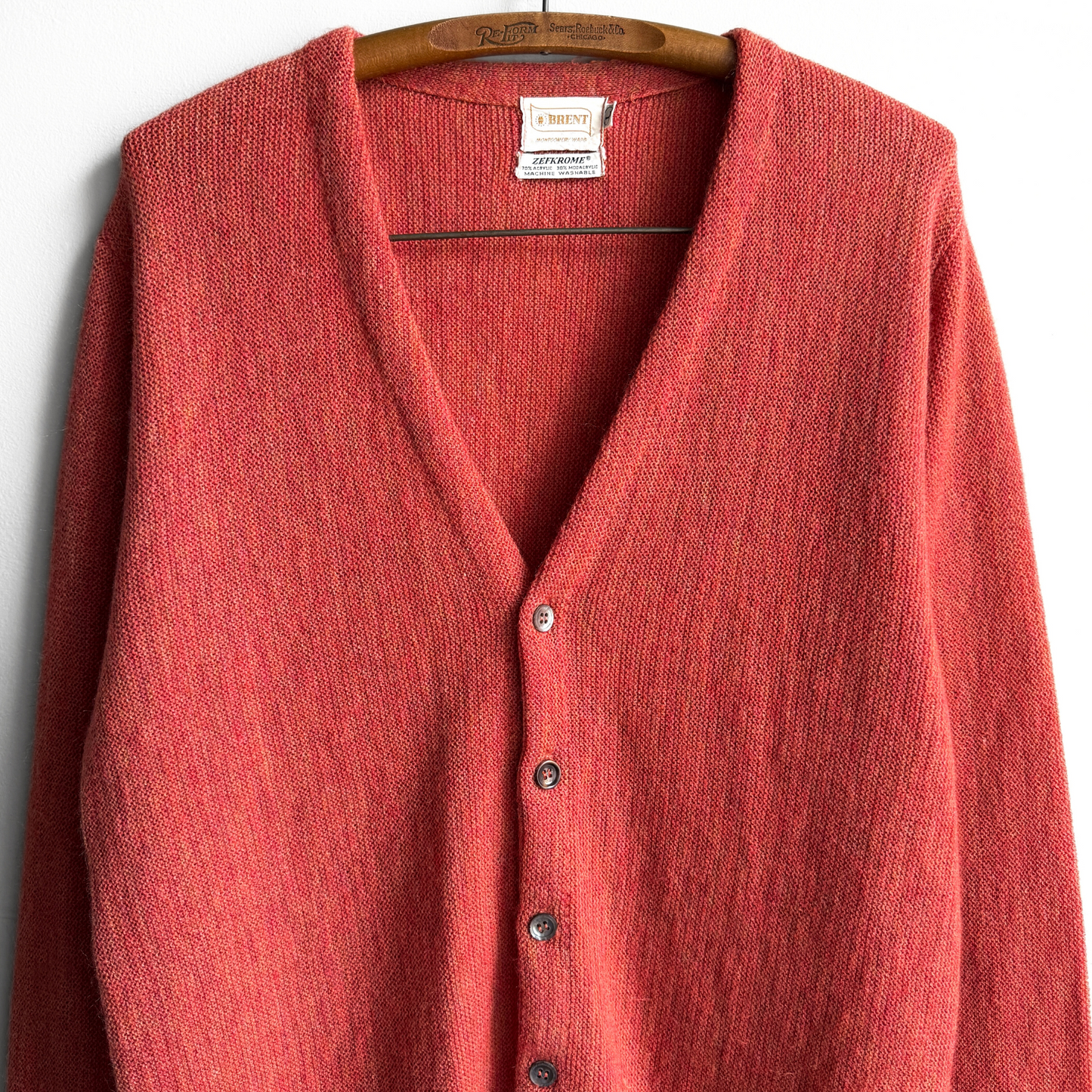 1960s Orange Zefkrome Acrylic Knit Cardigan - Shop ThreadCount Vintage Co.